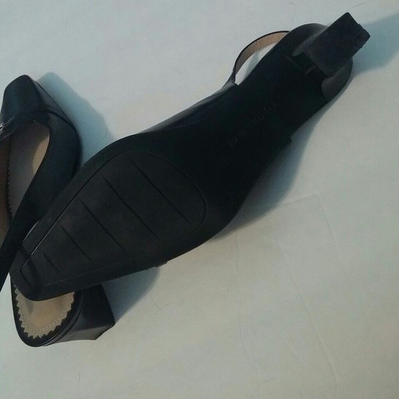 NATURALIZER SHOES KITTEN HEELS SLINGBACK PUMPS LEATHER BLACK SQUARE TOE SIZE 6 - Picture 7 of 10